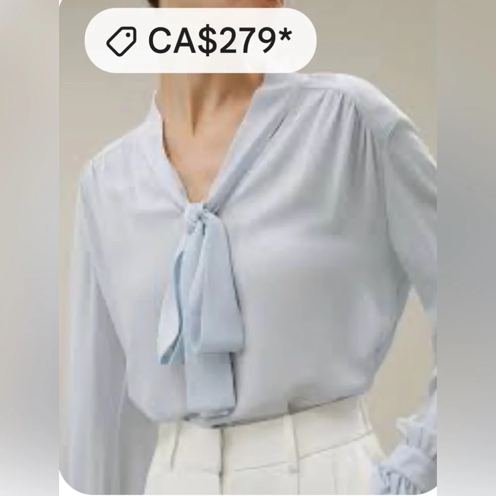 Elegant Light Blue Lilysilk Women's Top. Size XS - Picture 2 of 10